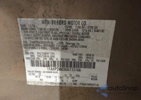 2016 Ford Police Interceptor z USA, uszkodzony, nr VIN 1FAHP2MKXGG155166